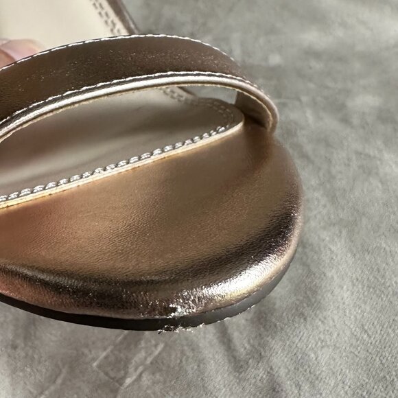 Liliana Rose Gold Open Toe Stiletto Heels with Rhinestone Ankle Strap - Picture 8 of 9